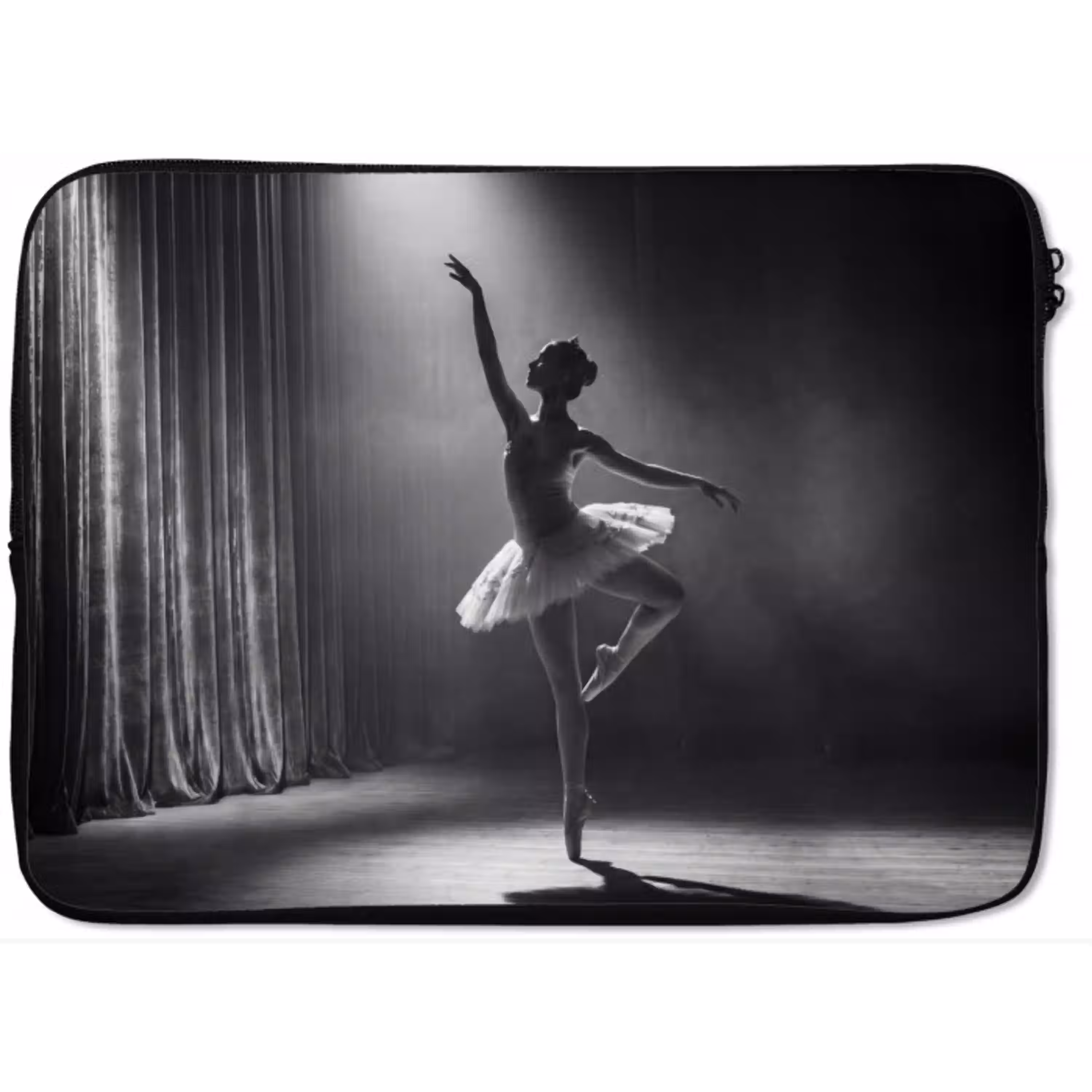 Danser - Podium - Zwart-wit - Kunst - Klassiek laptophoes neopreen klein -zkaufland3dotto