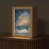 Levensboom - Nacht - Donker - Blauw Light Box met kabel (Tafellamp) klein -z3d_website