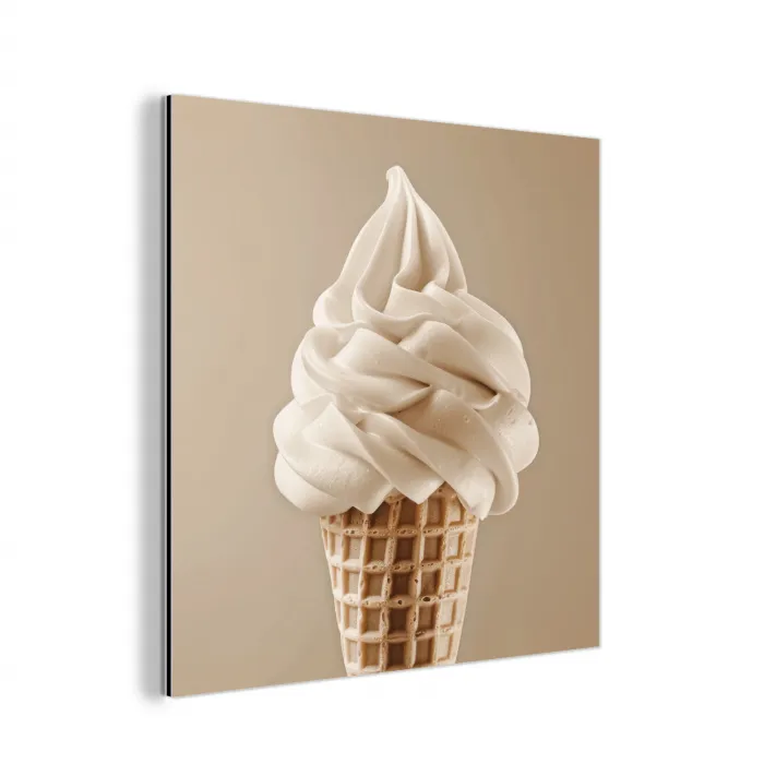 IJs - Softijs - Romig - Hoorntje - Beige aluminium wit klein -3d