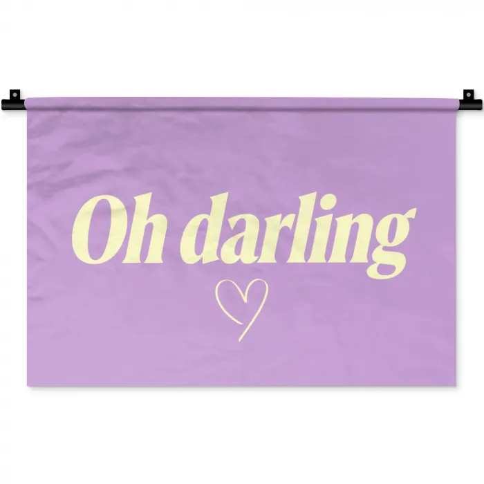 Oh darling - Hart - Paars Wandkleed katoen klein -zz3d