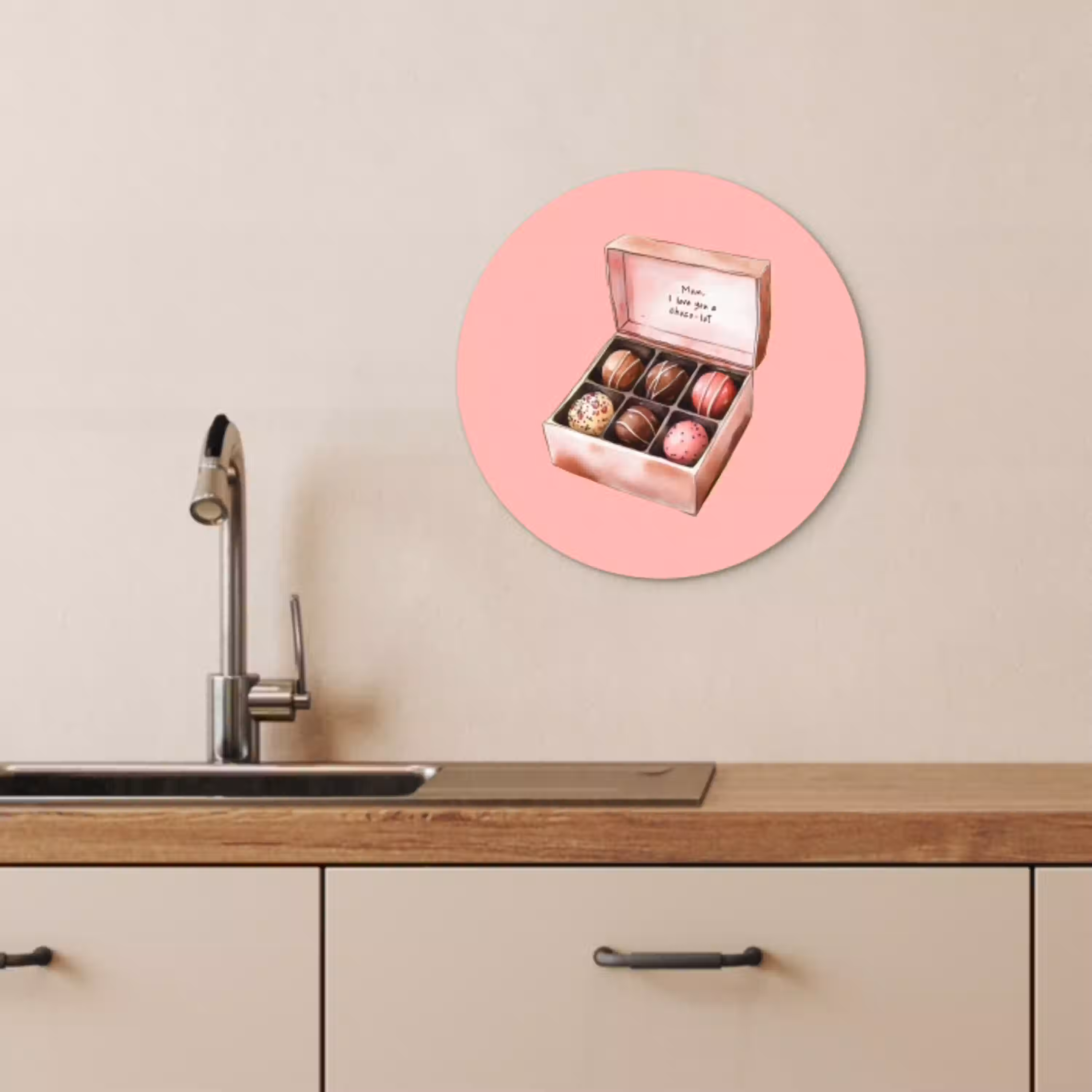 Doosje - Bonbons - Liefdevolle - Tekst KitchenYeah - Keuken - Wandcirkel Forex klein -sfeer3