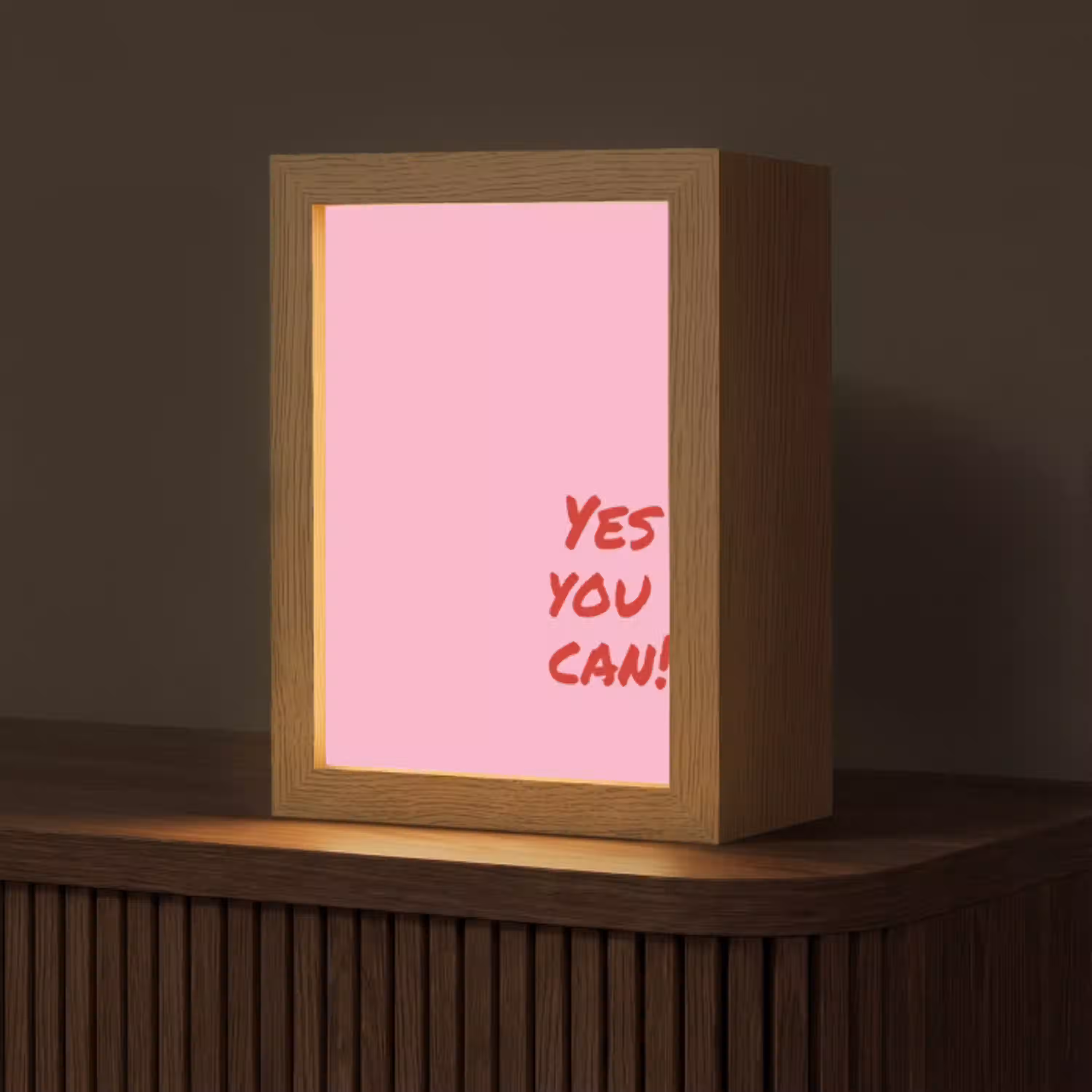 Yes you can do it - Rood - Roze Light Box met kabel (Tafellamp) klein -z3d_website