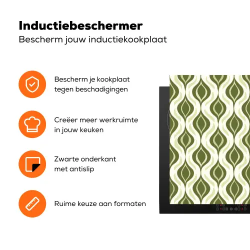 Patroon - Retro - Groen Inductie beschermer vinyl 3mm klein 276 -zzzzzzz-td-ups