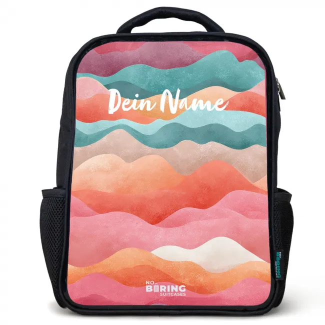 Abstracte golven Rugzak - Zwart middel -3d