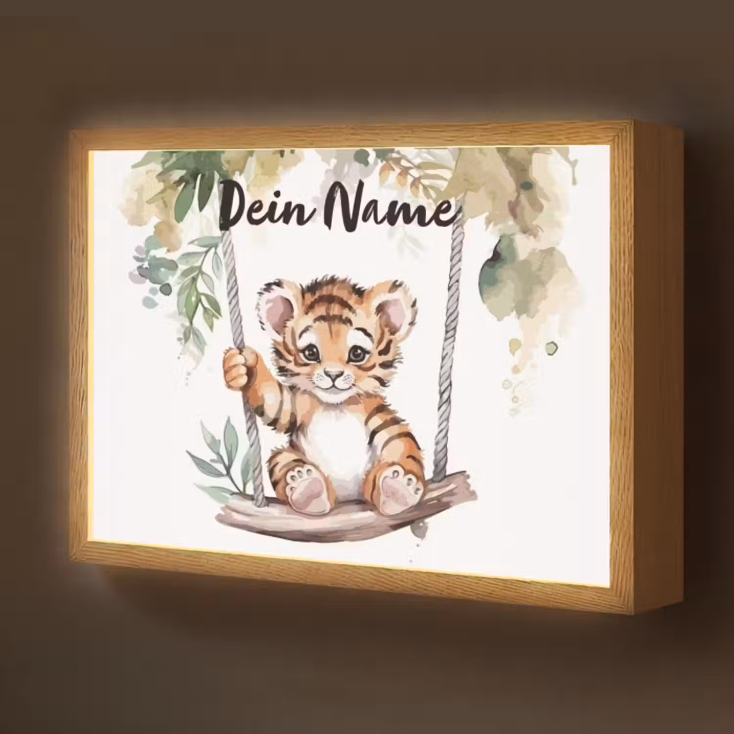 Lightbox - Wandlampe Kinderzimmer mit Namen - Tiger - Tier - Kinder - Dschungel