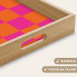 Schaakbord print - Oranje - Roze - Blokjes Dienblad Rechthoek middel -USP_HandgreepIT