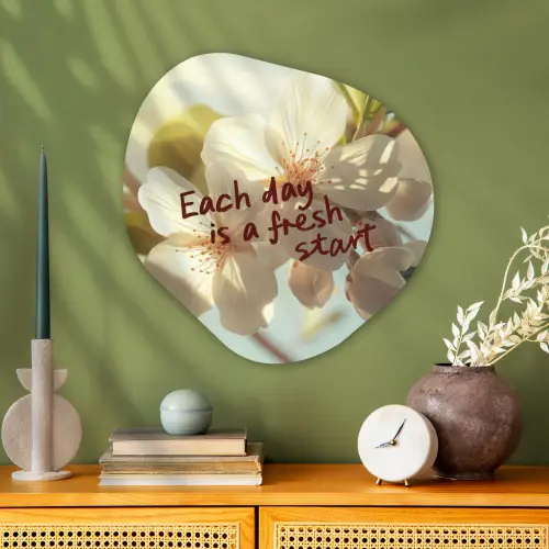 Bloesems - Zonlicht - Quote - Wit Wandcirkel Organisch Plexiglas middel -sfeer2