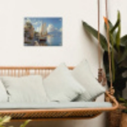 Zeilschip - Huizen - Kade - Zee tuinposter los doek klein -sfeer7