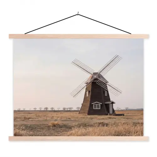 Windmolens - Landschap - Veld textielposter latten blank klein -3d
