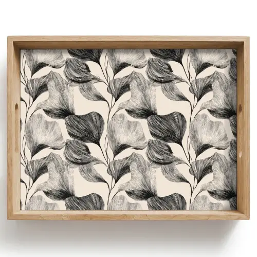 Botanisch - Bladeren - Zwart Dienblad Rechthoek middel 911 -z3d_shopping