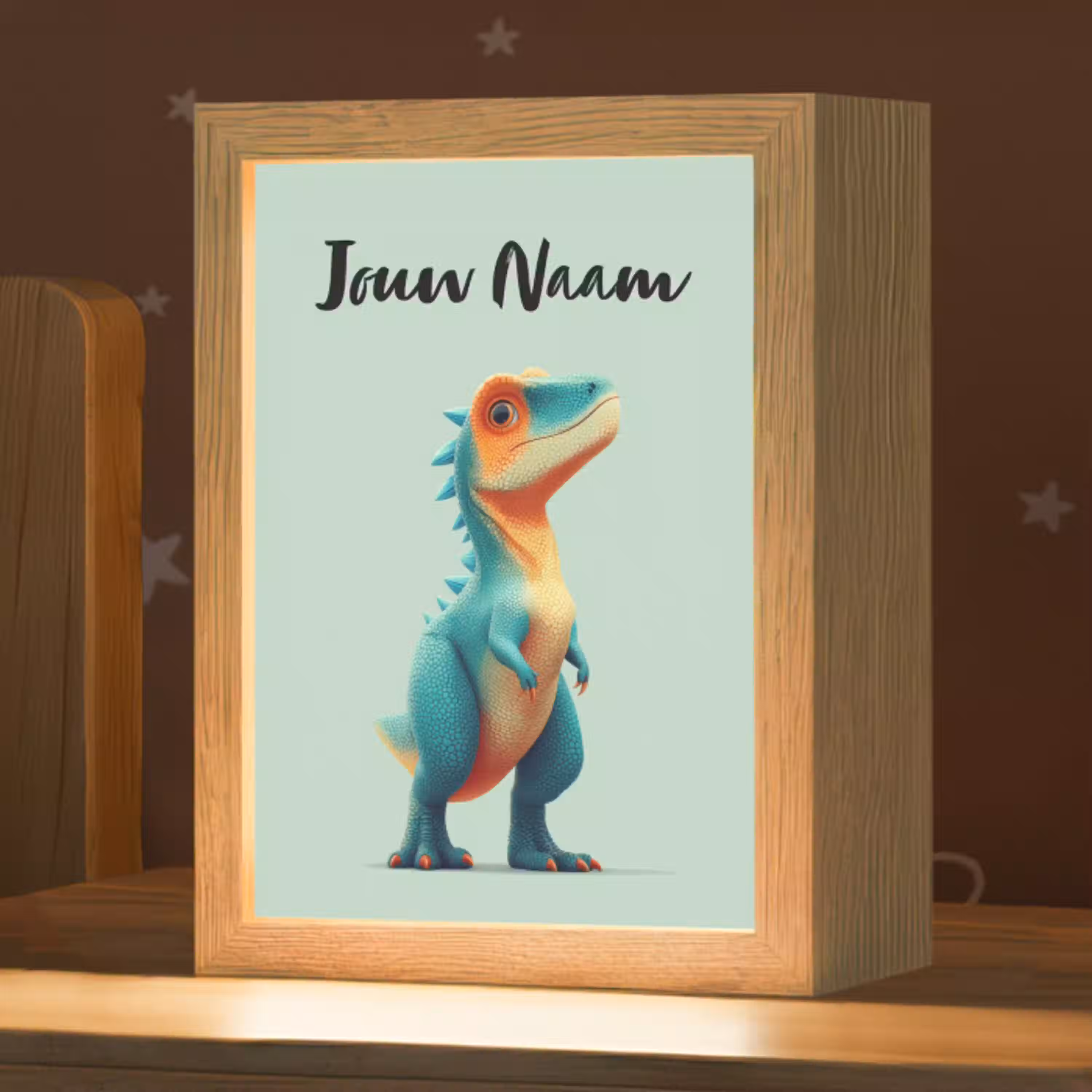 Cartoon - Dino - Oranje - Stekels Light Box met kabel (Kinderlampje) klein -zzz_3d_website