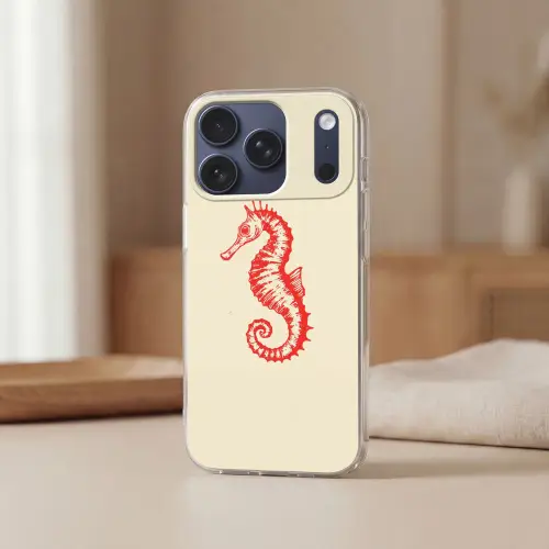 Zeepaardje - Rood - Fijne details Telefoonhoesje iPhone 17 Pro klein -sfeer2