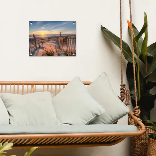 Strand - Zee - Duin - Zonsondergang - Landschap tuinposter los doek klein -sfeer7