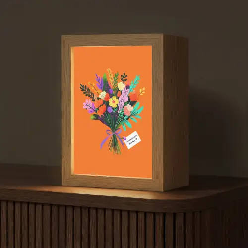 Kaartje - Boeket - Bloemen Light Box met kabel (Tafellamp) klein -z3d_website