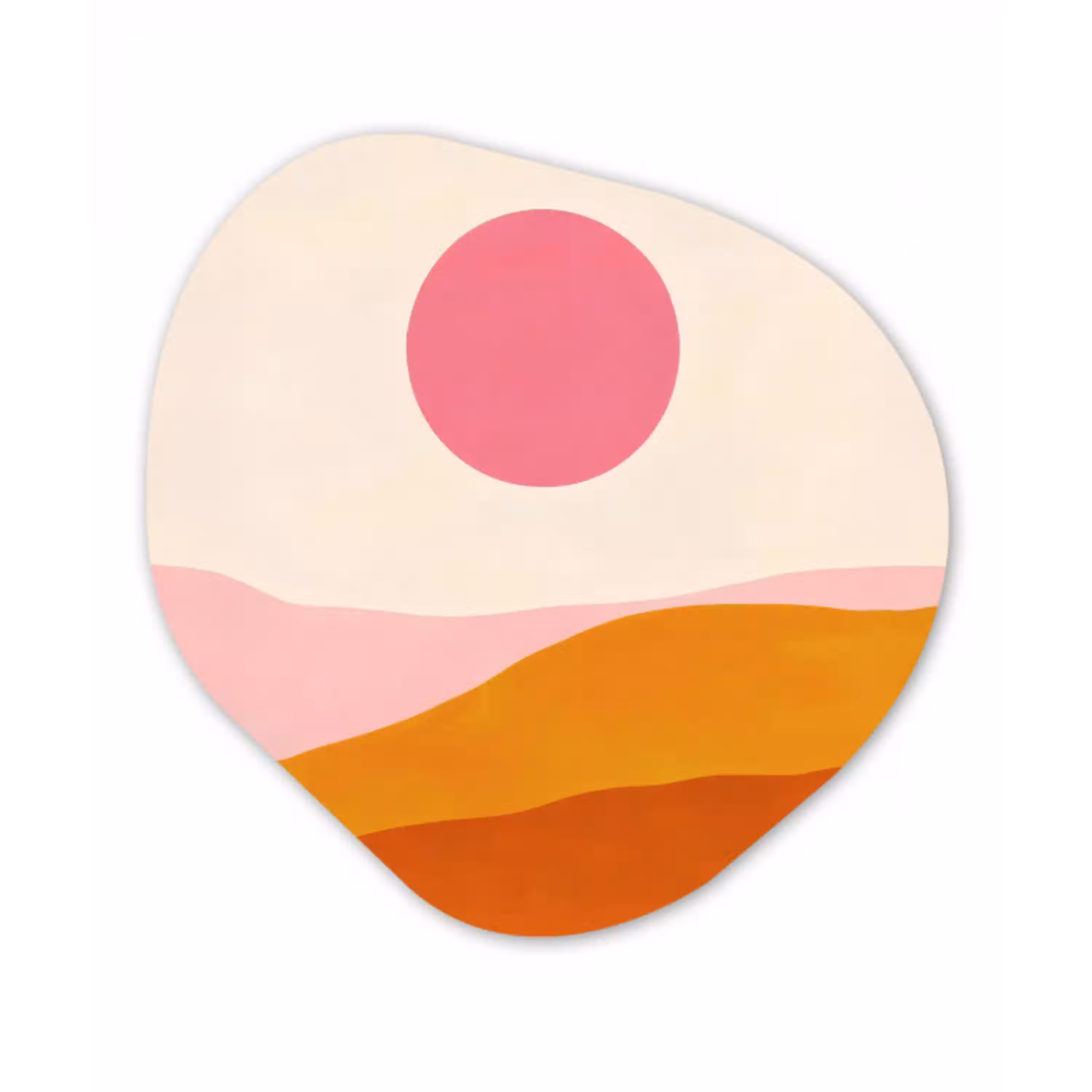 Zon - Heuvels - Abstract - Roze Wandcirkel Organisch Plexiglas middel -3d