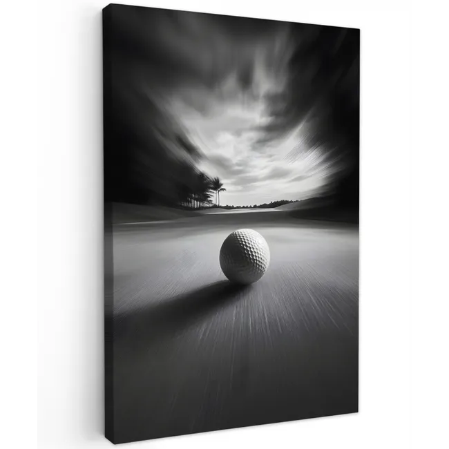 Golfbal - Wazig - Zwart Tuinposter op houten frame 2 cm dik klein -3d