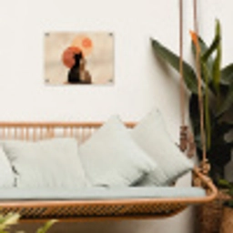 Katten - Zwart - Abstract - Cirkels tuinposter los doek klein -sfeer7
