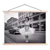 Retro - Vrouw - Zwart - Wit textielposter latten blank klein -3d