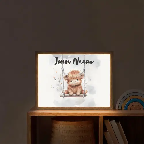 Schotse hooglander - Dier - Kinderen Light Box met batterij (Wandlamp kind) middel -sfeer1_kind