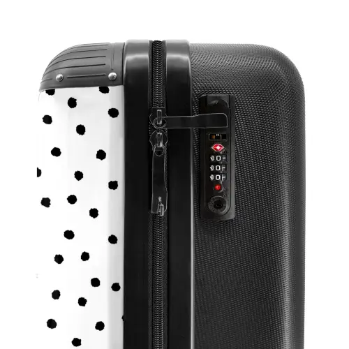 Zwarte stippen over een witte achtergrond NBS - Handbagage koffer - Volwassenen Unisex middel -slot