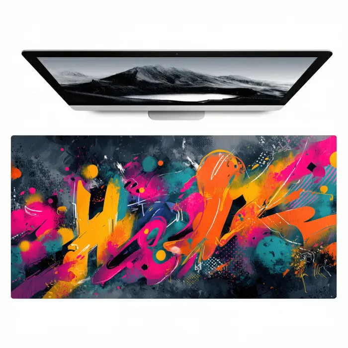 Abstract - Graffiti - Kleurrijk - Verfspatten Muismat XXL klein -zzz3d