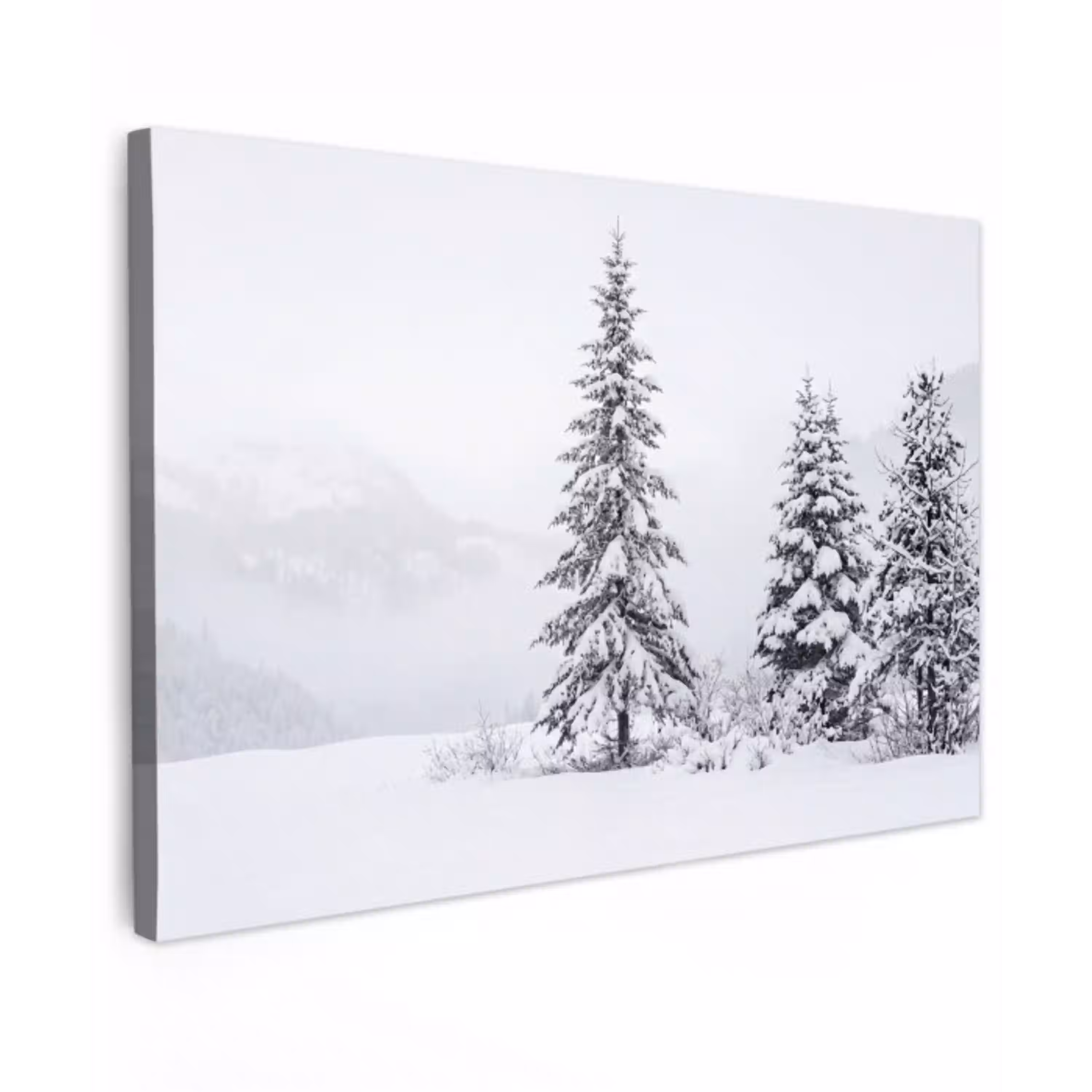 Fijnsparren - Sneeuw - Winter - Landschap - Stilte canvas 2cm klein -z3d
