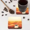 Koffie - Landschap - Oranje - Koffiebonen onderzetter kurk middel -sfeer2