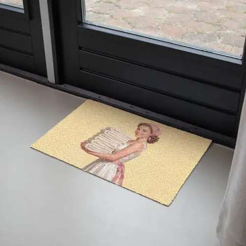 Handdoeken - Vrouw - Jurk - Roze Deurmat klein -sfeer2