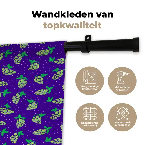 Paars - Groen - Druiven - Blaadjes Wandkleed katoen klein 269 -sfeer2
