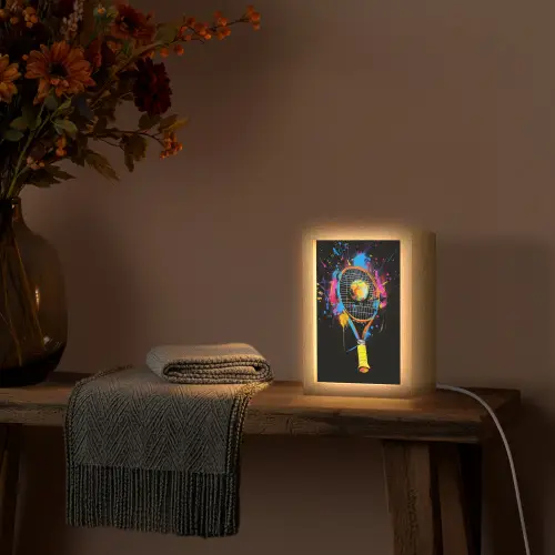 Graffiti - Sport - Tennis - Raket - Bal Light Box met kabel (Tafellamp) klein -sfeer4
