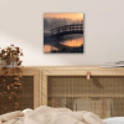 Brug - Mist - Bomen - Water aluminium wit klein -sfeer3
