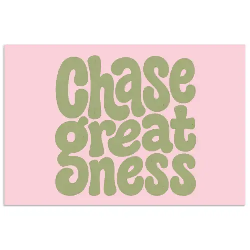 Chase greatness - Groen - Roze - Retro poster papier klein -3d