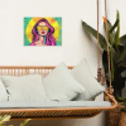 Zonnebril - Vrouw - Zonnig - Geel tuinposter los doek klein -sfeer7