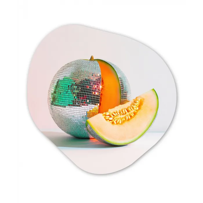 Disco - Discobal - Meloen - Pastel Wandcirkel Organisch Plexiglas middel -3d