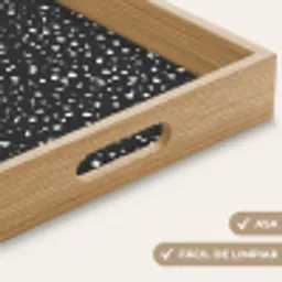 Terrazzo -  Patroon - Zwart - Wit Dienblad Rechthoek middel 911 -USP_HandgreepES