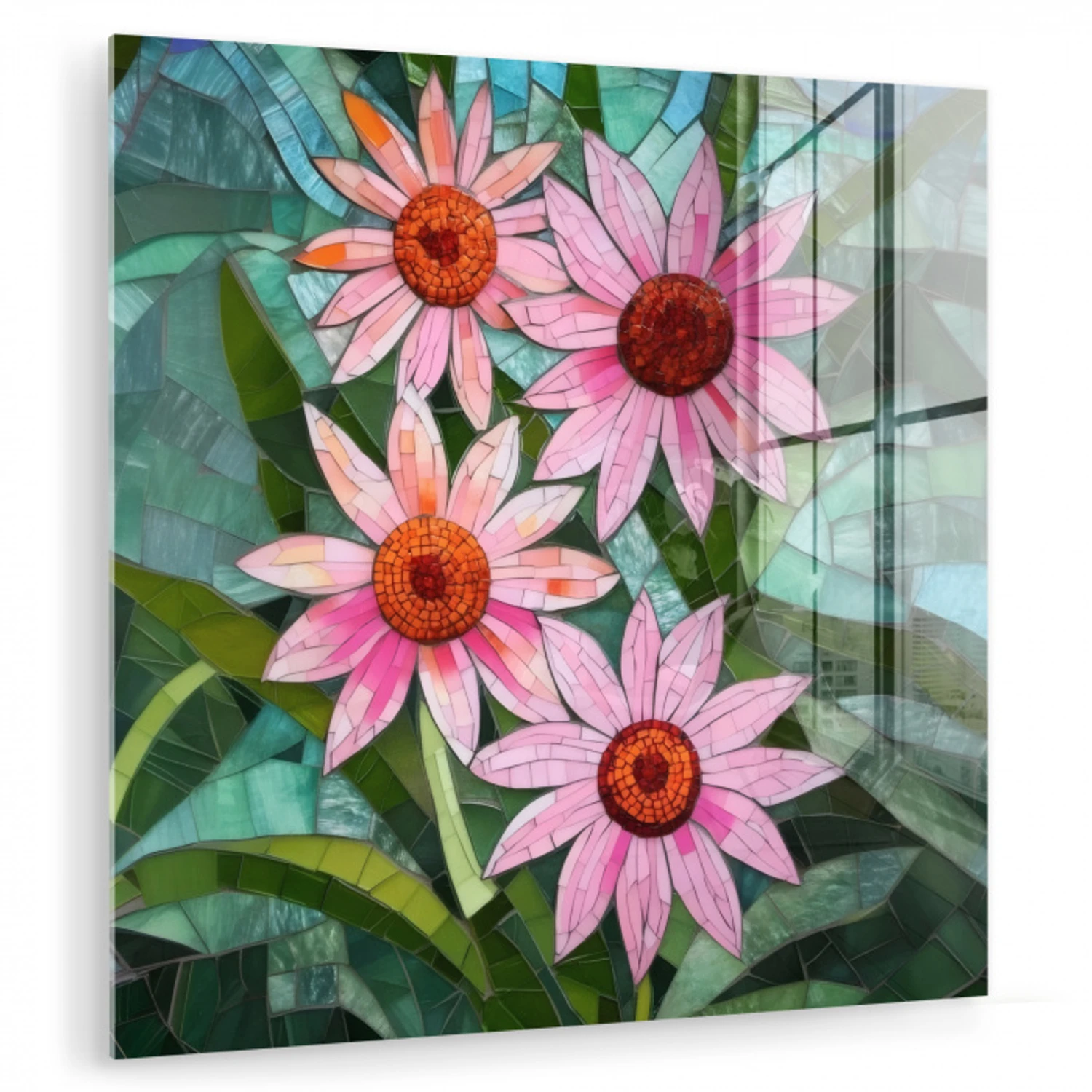 Bloemen - Roze - Glasmozaïek plexiglas 5mm klein -zzzproduct_nieuw