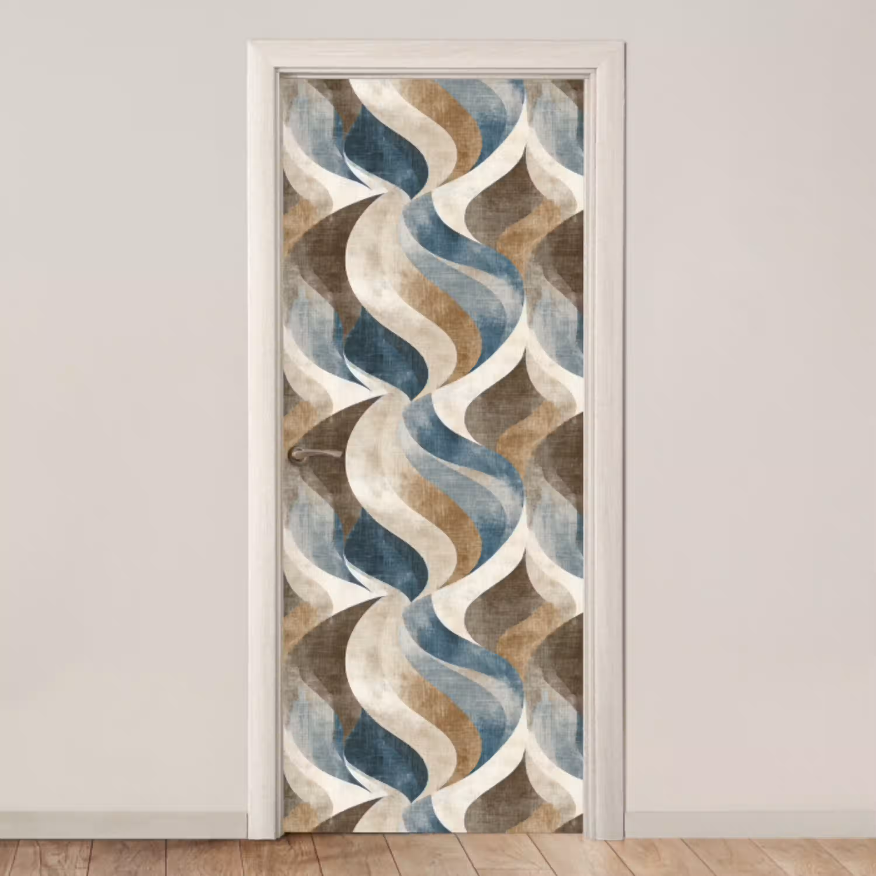 Abstract - Golven - Kleurrijk deurposter klein 289 -3d_beige