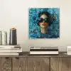 Vrouw - Bloemen - Vlinders - Blauw - Abstract plexiglas 5mm klein -sfeer1