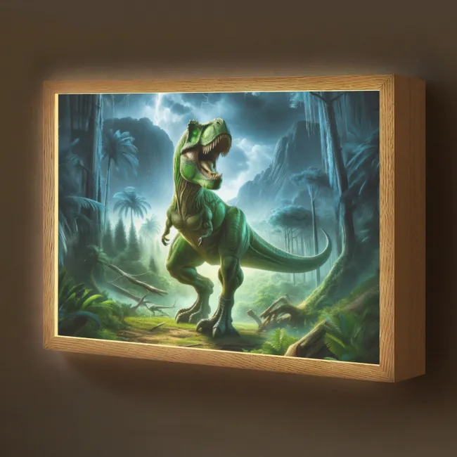 Lightbox - Wandlamp kinderkamer - Dino - Jongens - Groen - Blauw - T-Rex