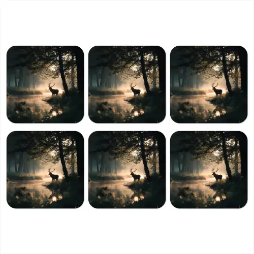 Hert - Bosbeek - Mystiek onderzetter kurk middel -3d