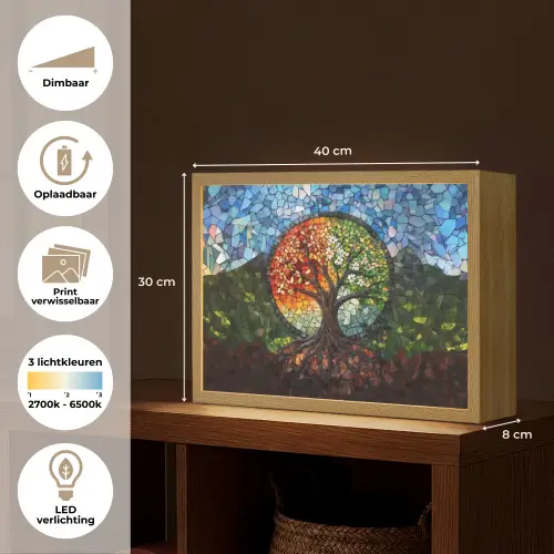 Boom - Seizoenen - Mozaïek - Bergen Light Box met batterij (Wandlamp) middel -USP_websiteoverzichtNL