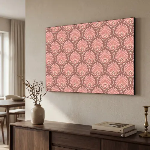 Waaiermotief - Patroon - Roze Textielframe zwart klein -sfeer3