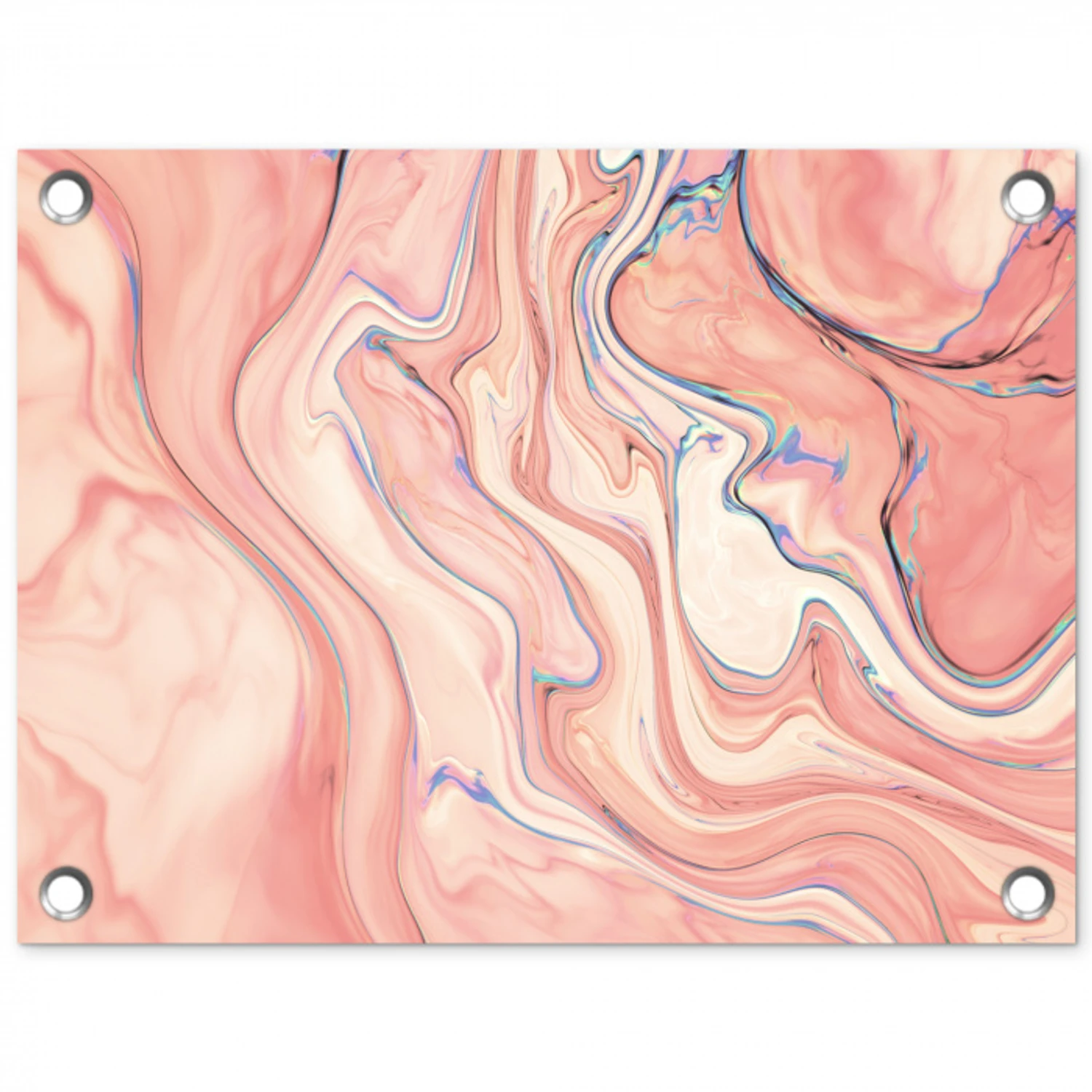 Marmer - Pastel - Roze - Blauw - Marmerlook - Abstract tuinposter los doek klein -3d