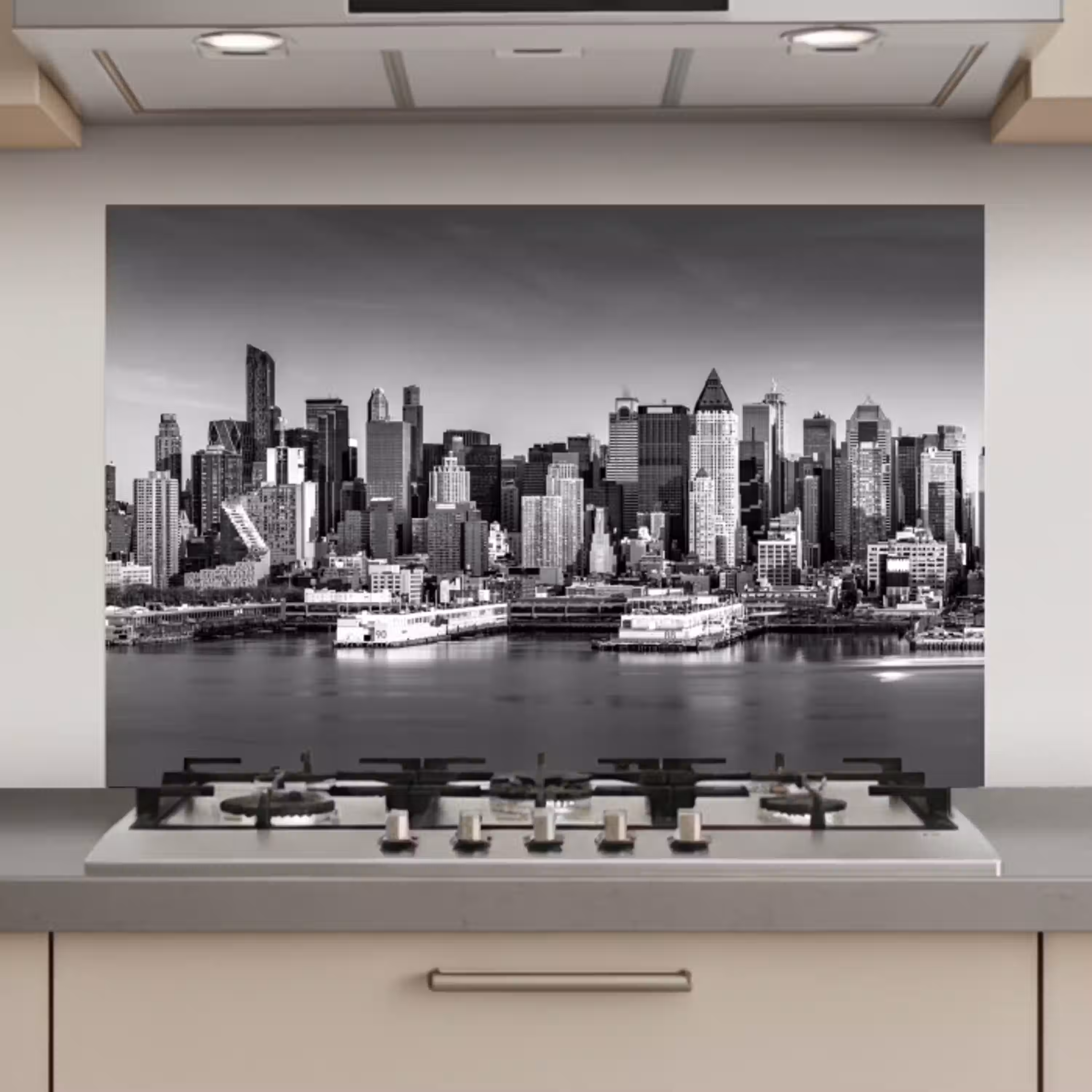 Skyline - Stad - Wolkenkrabbers - Zwart - Wit keuken achterwand spatscherm klein -3d_website