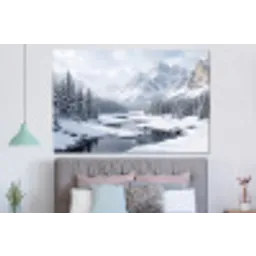 Sneeuwlandschap - Bergen - Rivier - Winter forex 5mm xxl -slaapkamer