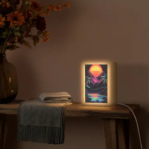 Palmbomen - Neonbergen - Sterrenhemel - Zon Light Box met kabel (Tafellamp) klein -sfeer4