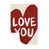 Loveyou - Hart - Rood Muursticker klein -3d