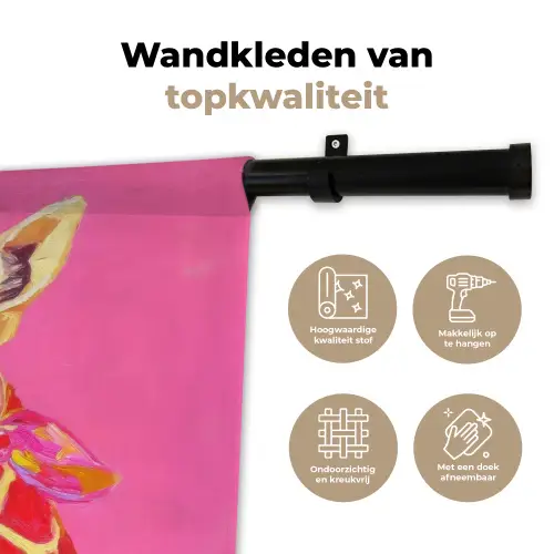 Giraf - Roze - Bril - Sjaal Wandkleed katoen klein -sfeer2