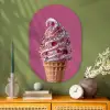 Softijs - Edelstenen - Roze - Hoorntje Wandcirkel Ovaal Glas middel -sfeer2