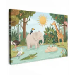 Jungle - Oase - Dieren - Kleurrijk canvas 2cm klein -z3d